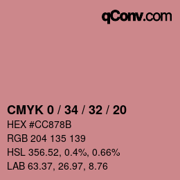 カラーコード: CMYK 0 / 34 / 32 / 20 | qconv.com