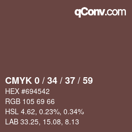 カラーコード: CMYK 0 / 34 / 37 / 59 | qconv.com