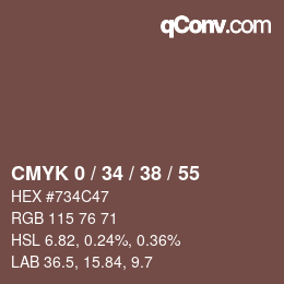 カラーコード: CMYK 0 / 34 / 38 / 55 | qconv.com