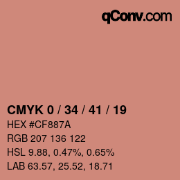 カラーコード: CMYK 0 / 34 / 41 / 19 | qconv.com