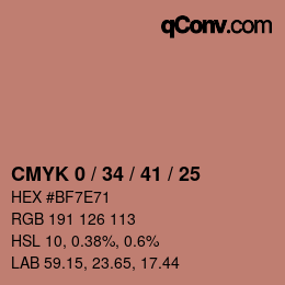 Farbcode: CMYK 0 / 34 / 41 / 25 | qconv.com
