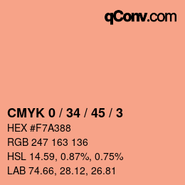 颜色代码: CMYK 0 / 34 / 45 / 3 | qconv.com