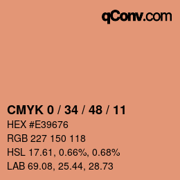 カラーコード: CMYK 0 / 34 / 48 / 11 | qconv.com