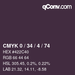 カラーコード: CMYK 0 / 34 / 4 / 74 | qconv.com