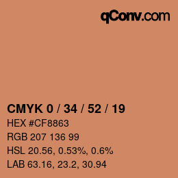カラーコード: CMYK 0 / 34 / 52 / 19 | qconv.com