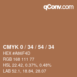 颜色代码: CMYK 0 / 34 / 54 / 34 | qconv.com