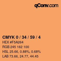 Farbcode: CMYK 0 / 34 / 59 / 4 | qconv.com