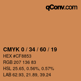 カラーコード: CMYK 0 / 34 / 60 / 19 | qconv.com