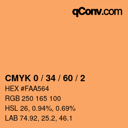 カラーコード: CMYK 0 / 34 / 60 / 2 | qconv.com