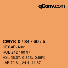 颜色代码: CMYK 0 / 34 / 60 / 5 | qconv.com