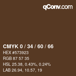 カラーコード: CMYK 0 / 34 / 60 / 66 | qconv.com