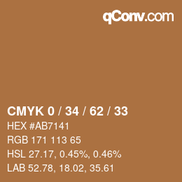 Color code: CMYK 0 / 34 / 62 / 33 | qconv.com