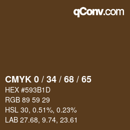 カラーコード: CMYK 0 / 34 / 68 / 65 | qconv.com