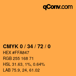 カラーコード: CMYK 0 / 34 / 72 / 0 | qconv.com