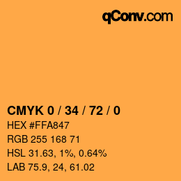 カラーコード: CMYK 0 / 34 / 72 / 0 | qconv.com