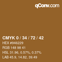カラーコード: CMYK 0 / 34 / 72 / 42 | qconv.com
