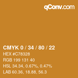 Farbcode: CMYK 0 / 34 / 80 / 22 | qconv.com