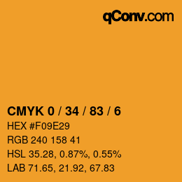 カラーコード: CMYK 0 / 34 / 83 / 6 | qconv.com