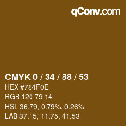 カラーコード: CMYK 0 / 34 / 88 / 53 | qconv.com