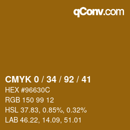 カラーコード: CMYK 0 / 34 / 92 / 41 | qconv.com