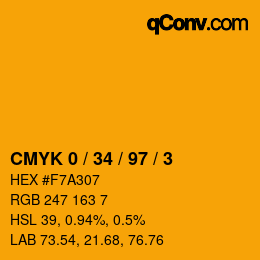 カラーコード: CMYK 0 / 34 / 97 / 3 | qconv.com
