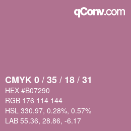 Color code: CMYK 0 / 35 / 18 / 31 | qconv.com