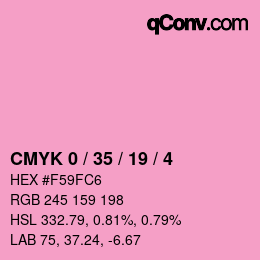 カラーコード: CMYK 0 / 35 / 19 / 4 | qconv.com