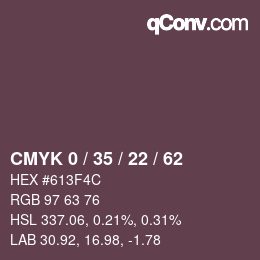 Color code: CMYK 0 / 35 / 22 / 62 | qconv.com