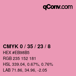 カラーコード: CMYK 0 / 35 / 23 / 8 | qconv.com