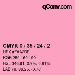 カラーコード: CMYK 0 / 35 / 24 / 2 | qconv.com