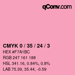 カラーコード: CMYK 0 / 35 / 24 / 3 | qconv.com