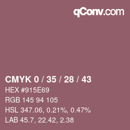 Code couleur: CMYK 0 / 35 / 28 / 43 | qconv.com