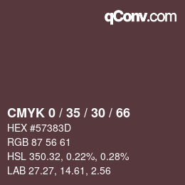 Color code: CMYK 0 / 35 / 30 / 66 | qconv.com