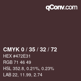 カラーコード: CMYK 0 / 35 / 32 / 72 | qconv.com