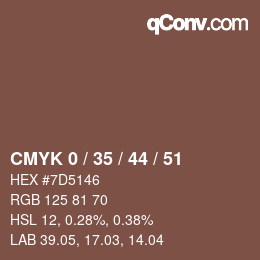 Color code: CMYK 0 / 35 / 44 / 51 | qconv.com