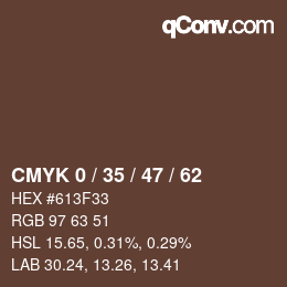 Farbcode: CMYK 0 / 35 / 47 / 62 | qconv.com
