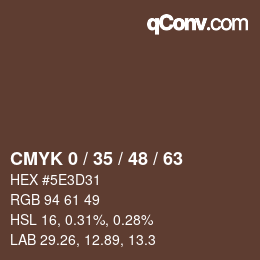 カラーコード: CMYK 0 / 35 / 48 / 63 | qconv.com
