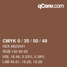 カラーコード: CMYK 0 / 35 / 50 / 49 | qconv.com