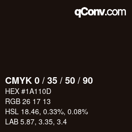 カラーコード: CMYK 0 / 35 / 50 / 90 | qconv.com