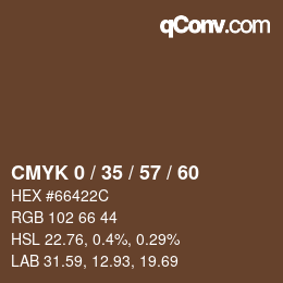 カラーコード: CMYK 0 / 35 / 57 / 60 | qconv.com