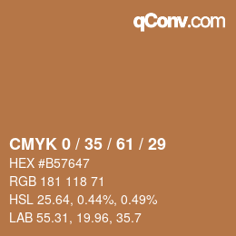 颜色代码: CMYK 0 / 35 / 61 / 29 | qconv.com