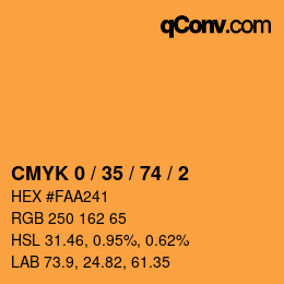 Color code: CMYK 0 / 35 / 74 / 2 | qconv.com