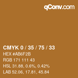 カラーコード: CMYK 0 / 35 / 75 / 33 | qconv.com