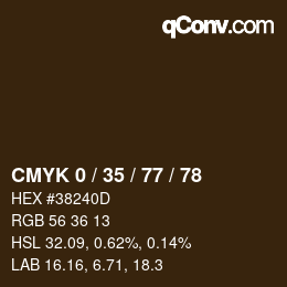 Farbcode: CMYK 0 / 35 / 77 / 78 | qconv.com