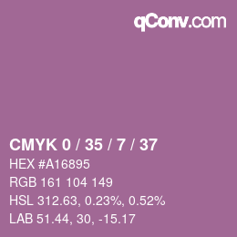 颜色代码: CMYK 0 / 35 / 7 / 37 | qconv.com