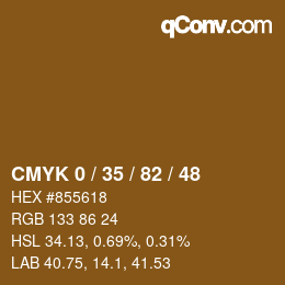 カラーコード: CMYK 0 / 35 / 82 / 48 | qconv.com
