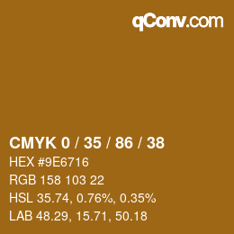 Farbcode: CMYK 0 / 35 / 86 / 38 | qconv.com
