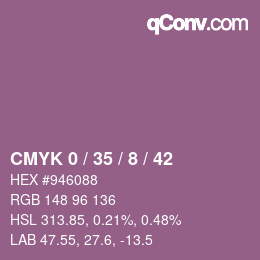 カラーコード: CMYK 0 / 35 / 8 / 42 | qconv.com
