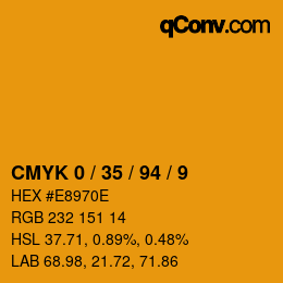 Farbcode: CMYK 0 / 35 / 94 / 9 | qconv.com