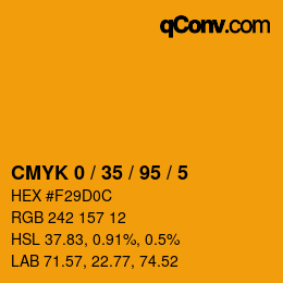 颜色代码: CMYK 0 / 35 / 95 / 5 | qconv.com
